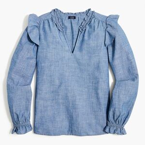 J. Crew Factory Chambray ruffle-collar top, size XXL